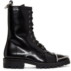 Alexander Wang Kennah Black Spazzlolatto Combat Boots